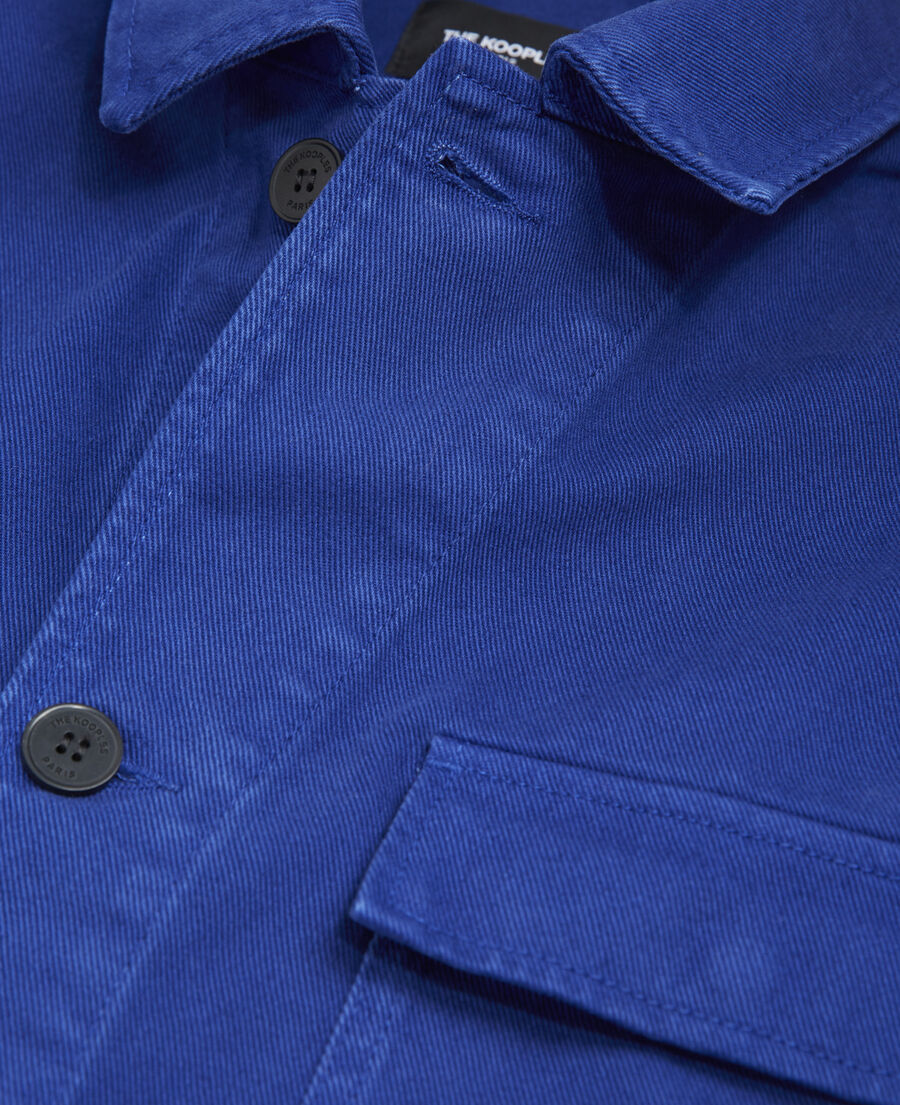 veste toile bleue à poches plaquées