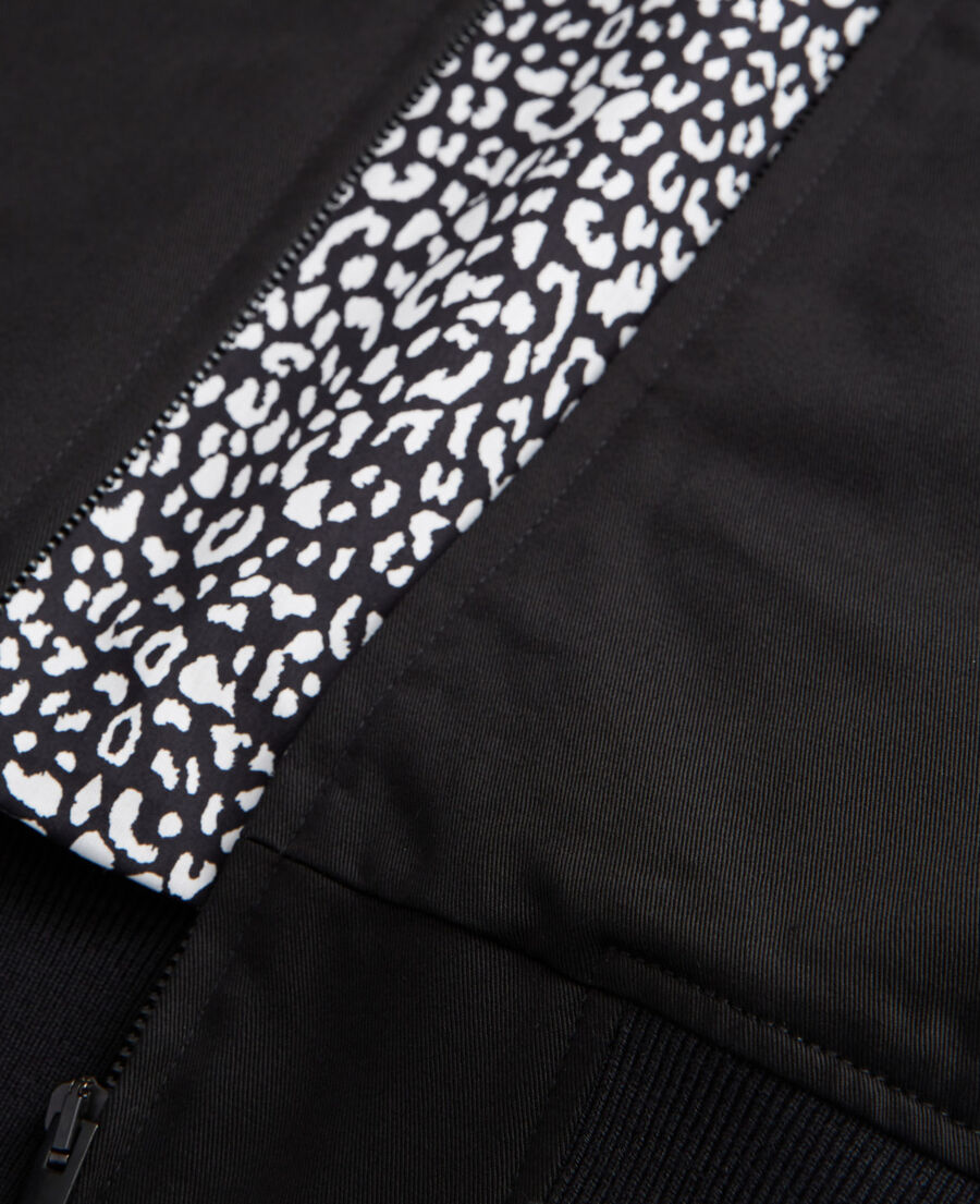 black jacket with leopard print lining
