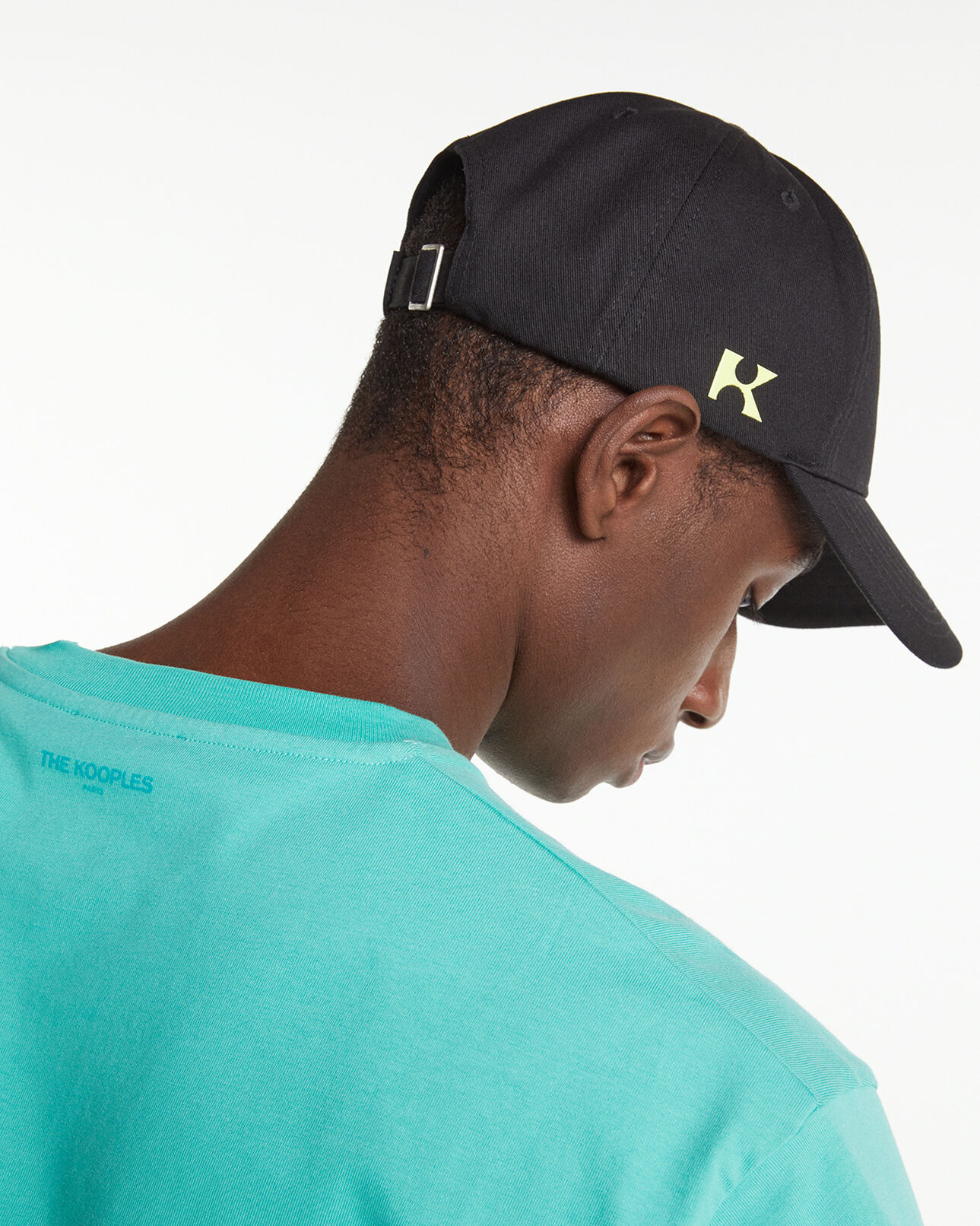 The Kooples MEN BLACK / YELLOW black cap in cotton with fluorescent logo