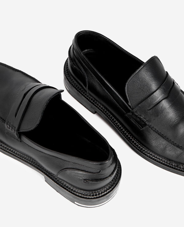 The Kooples HOMME BLACK mocassins penny en cuir noirs