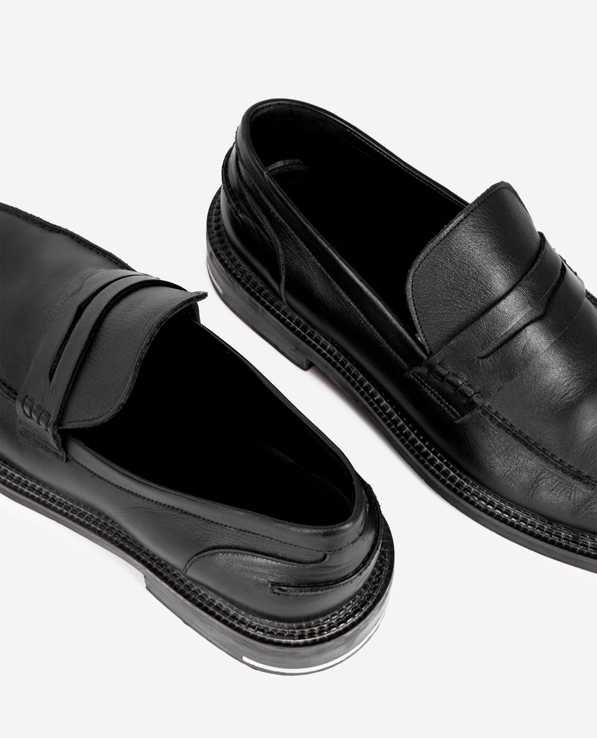 Mocassins Penny en cuir noirs, BLACK, hi-res image number null