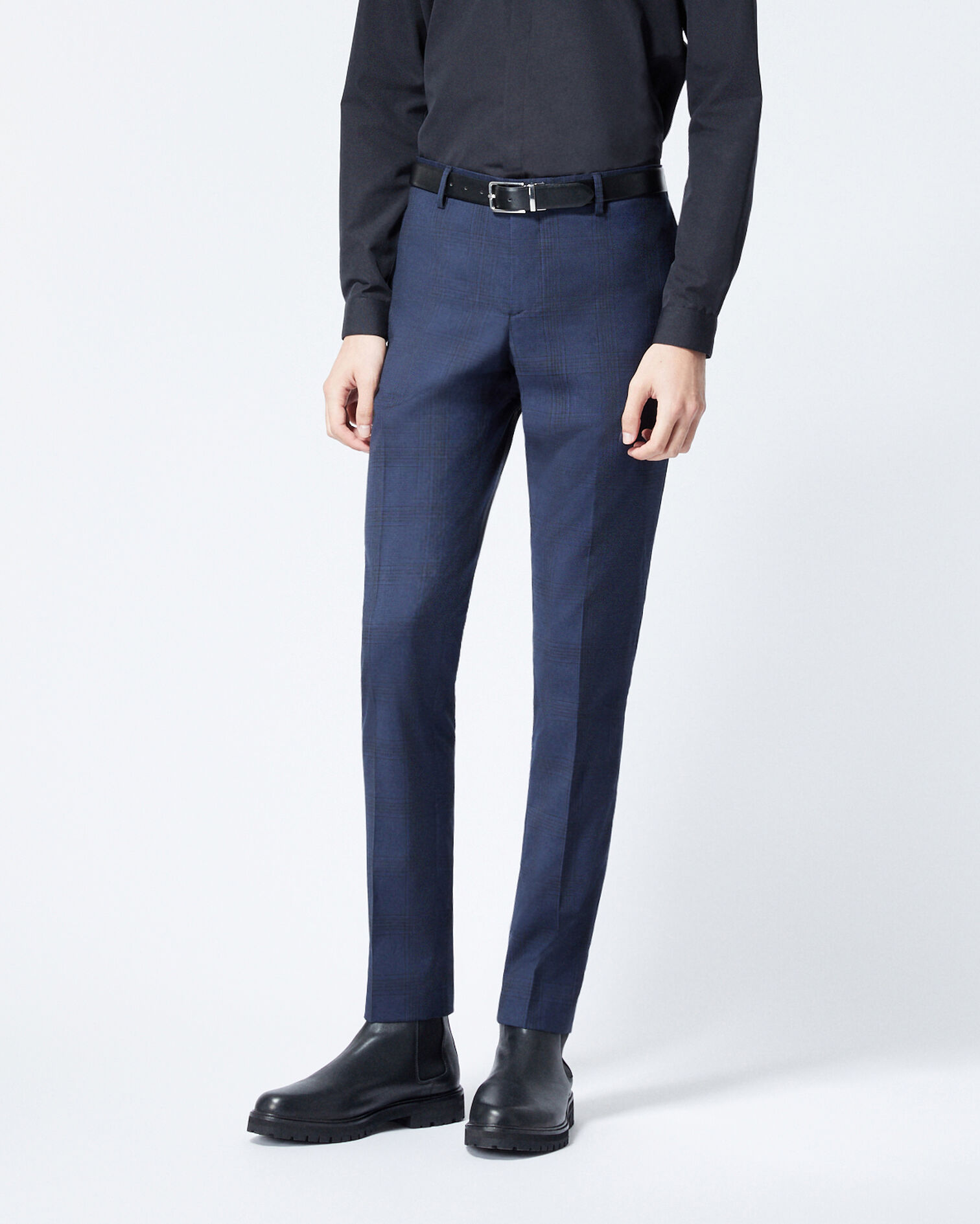 Pantalon costume laine bleu à carreaux, NAVY, hi-res image number null
