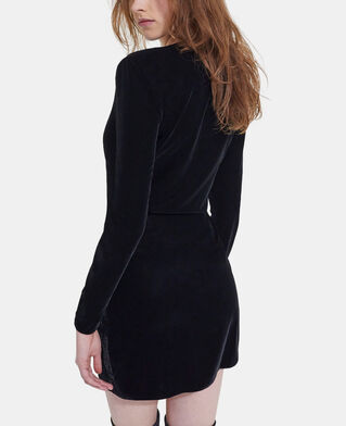 The Kooples DAMEN BLACK kurzes kleid aus schwarzem velours