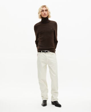 The Kooples HOMME DARK BROWN pull col roulé en laine mérinos marron