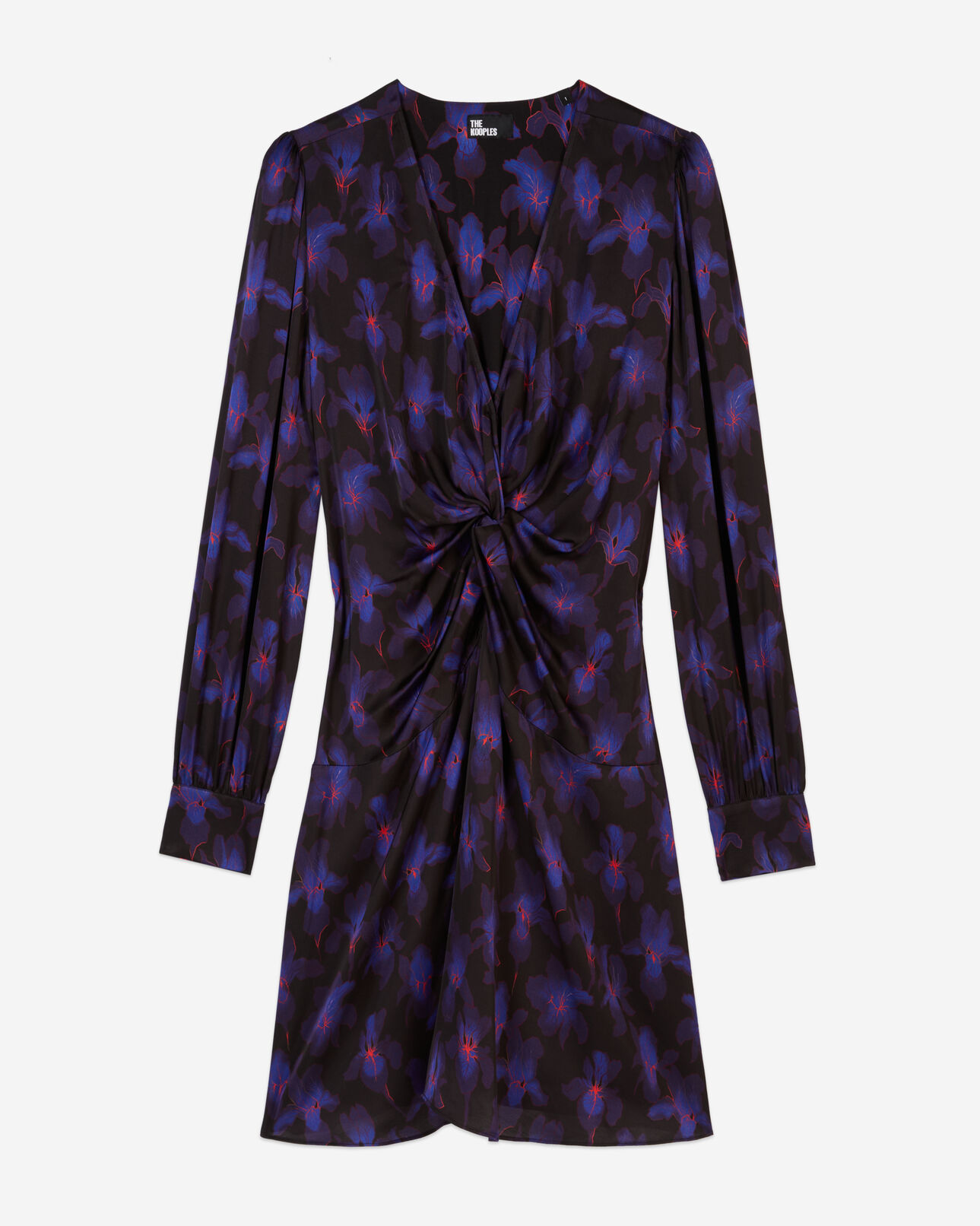 The Kooples MUJER BLACK /LIGHT PINK / BLUE vestido corto estampado drapeado