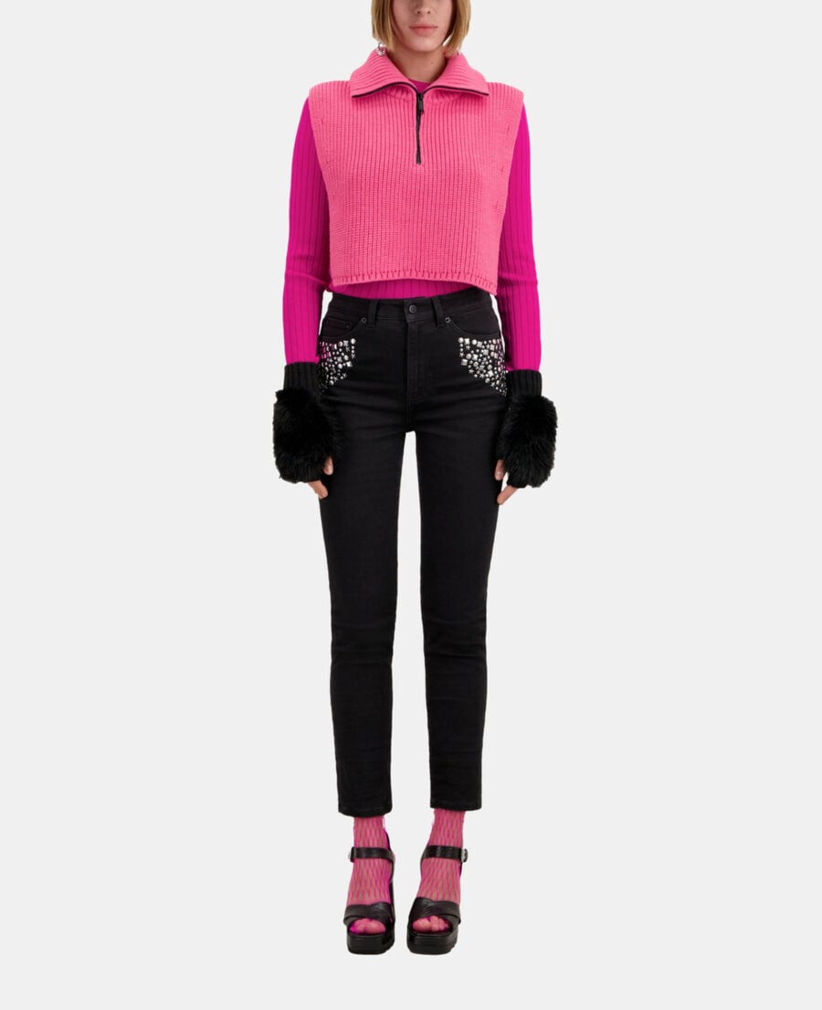 The Kooples WOMEN OLD PINK pink ribbed wool plastron