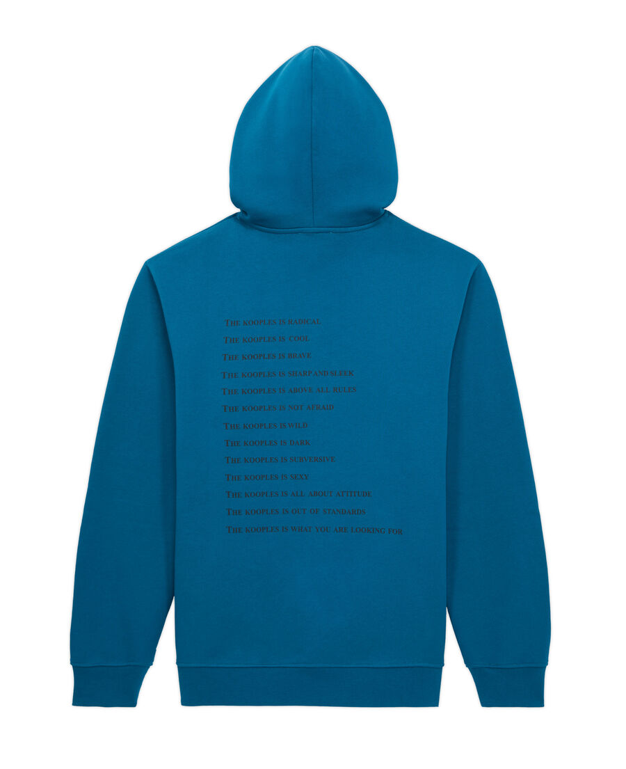 herren blaues kapuzen-sweatshirt „what is“