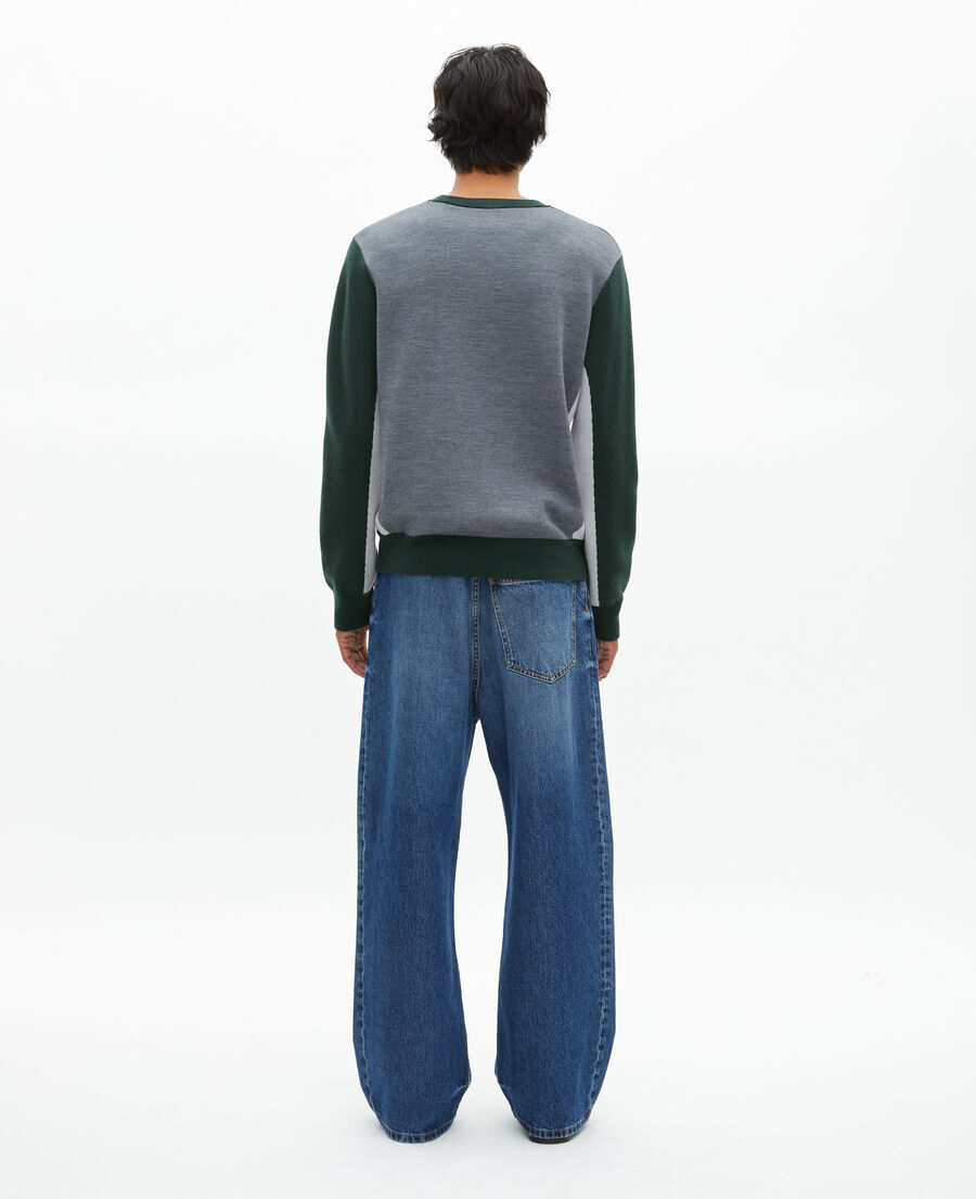 The Kooples HOMME GREY / GREEN pull avec contrastes de couleurs vert foncé