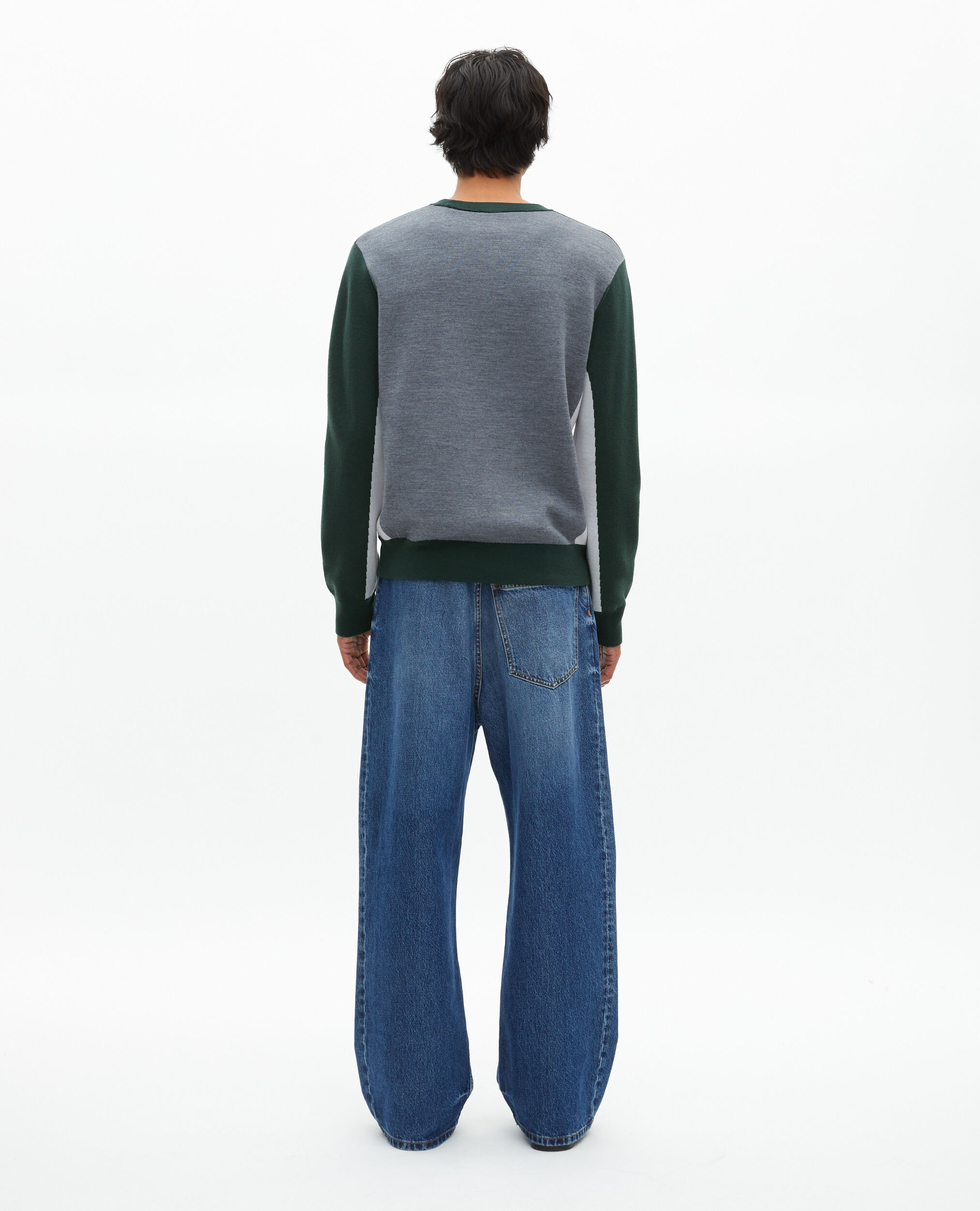 Pull avec contrastes de couleurs vert foncé, GREY / GREEN, hi-res image number null