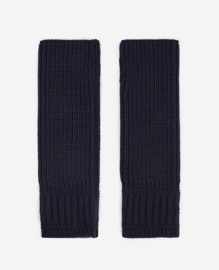 The Kooples WOMEN DARK BLUE navy blue wool mittens