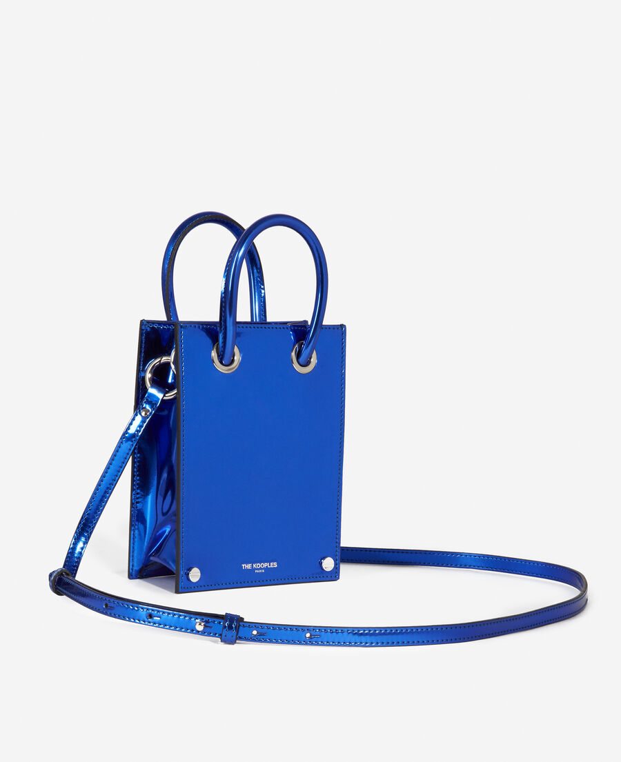 electric blue leather-effect nano bag