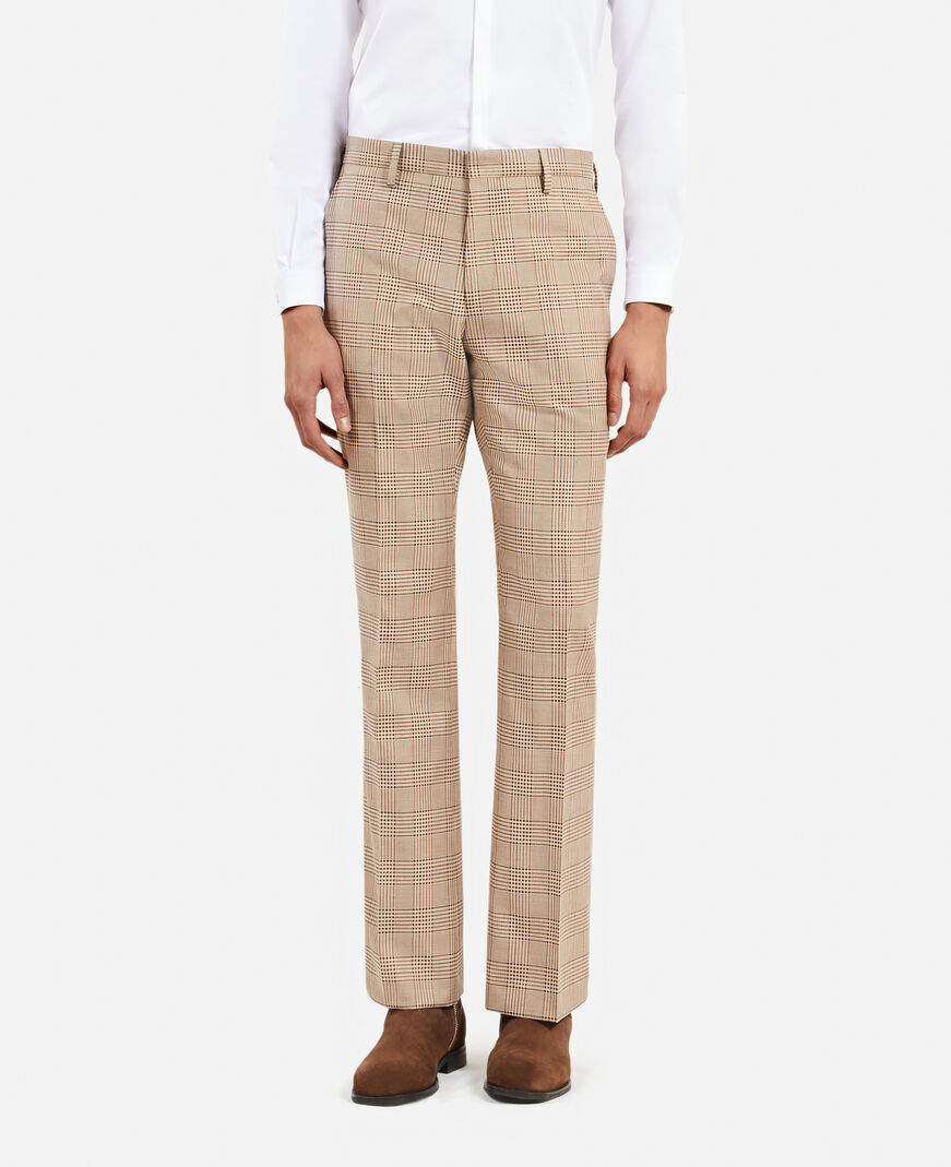 The Kooples HOMME BEIGE-BROWN pantalon de costume prince de galles beige