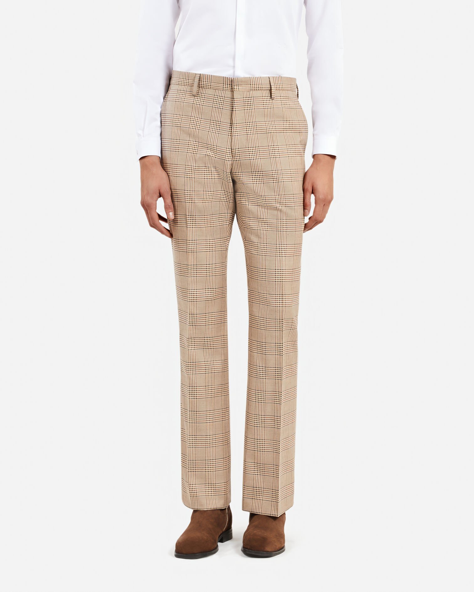 Prince of Wales beige suit pants, BEIGE-BROWN, hi-res image number null