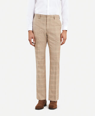 The Kooples HOMME BEIGE-BROWN pantalon de costume prince de galles beige