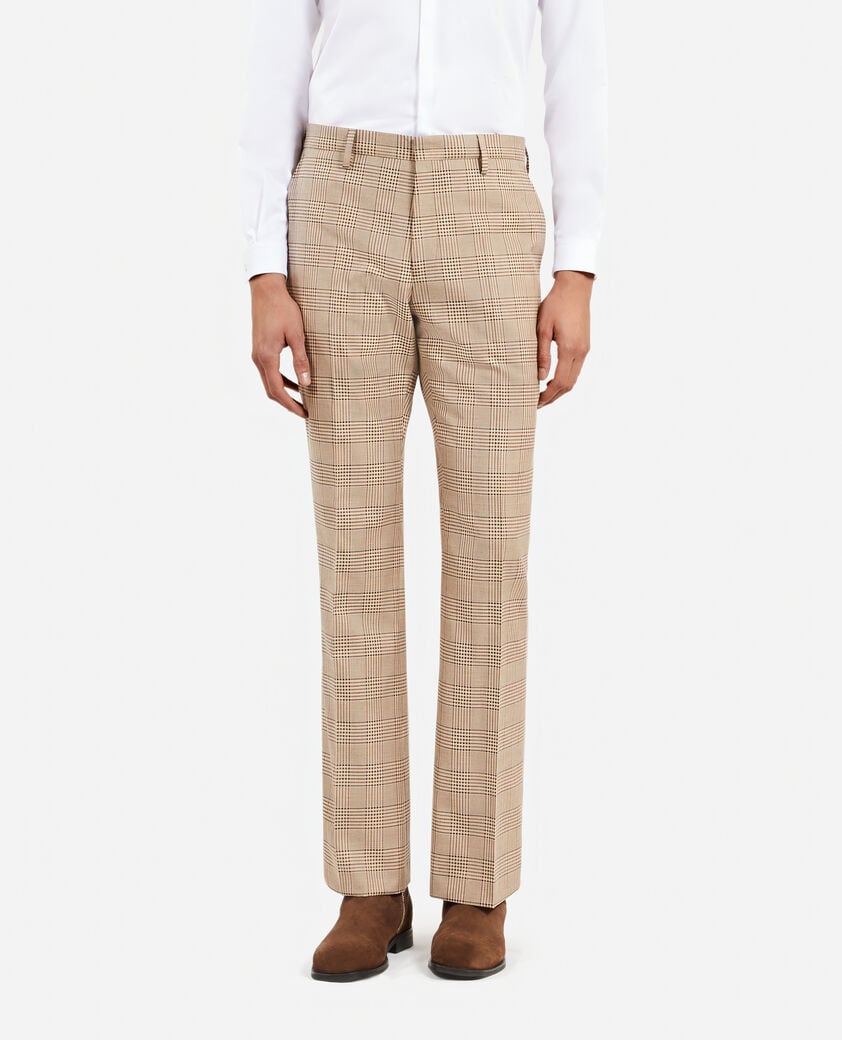 The Kooples HOMME BEIGE-BROWN pantalon de costume prince de galles beige
