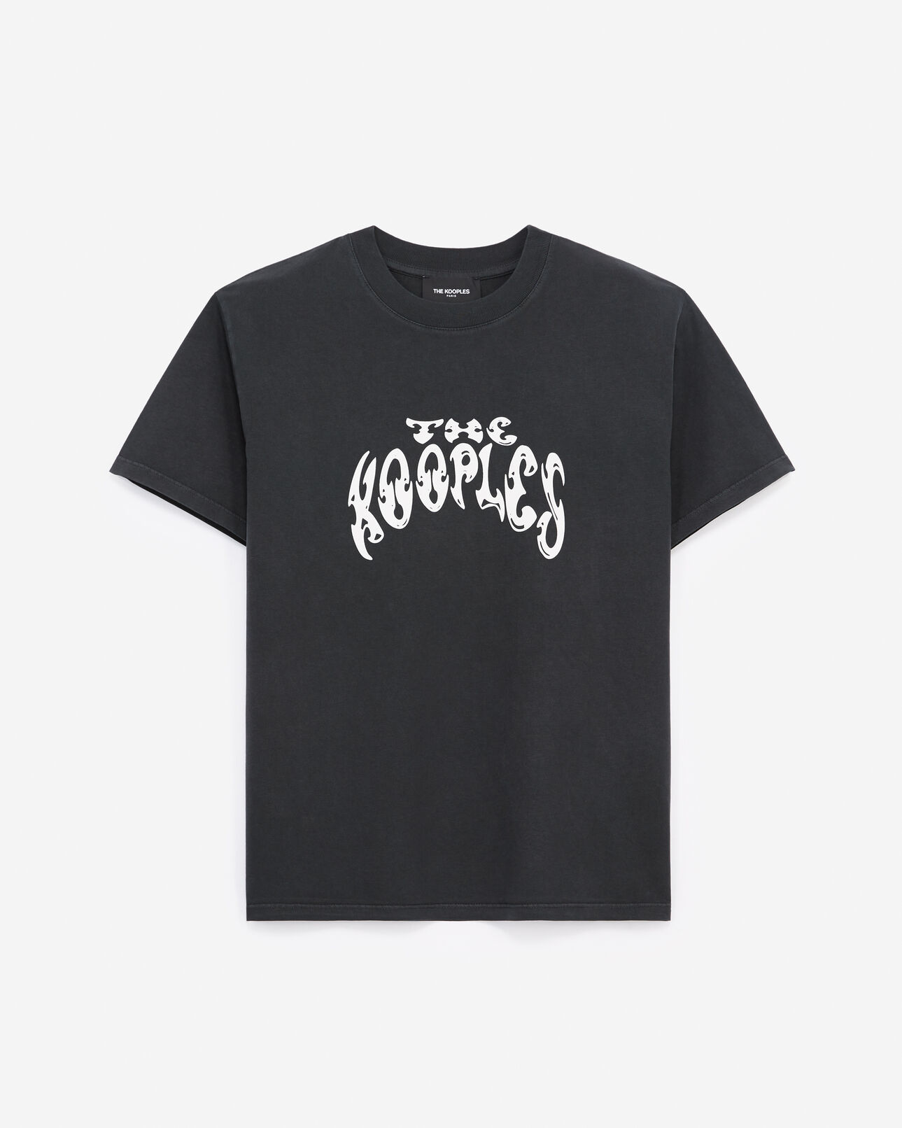 The Kooples FEMME BLACK WASHED t-shirt noir coton logo rock the kooples