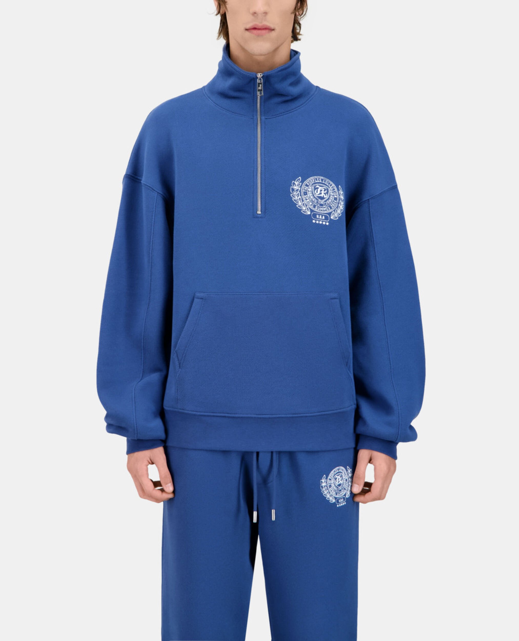 Royal blue sweatshirt with Blazon serigraphy, MIDDLE NAVY, hi-res image number null