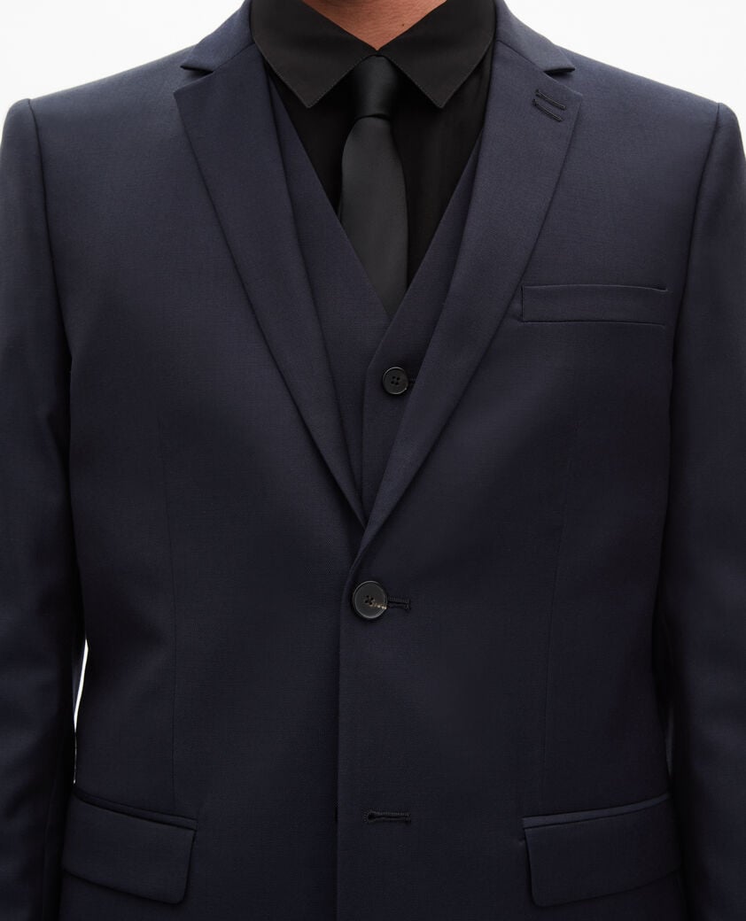 The Kooples HOMME DARK NAVY veste de costume coupe droite en laine bleue