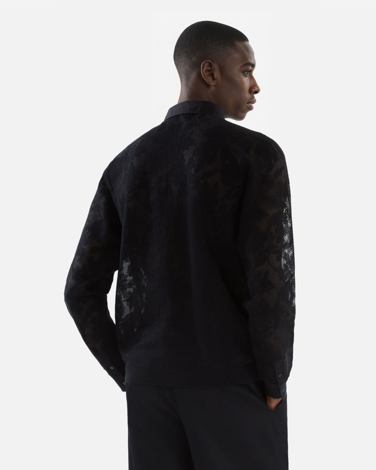The Kooples HOMME BLACK chemise en maille effet dentelle noir