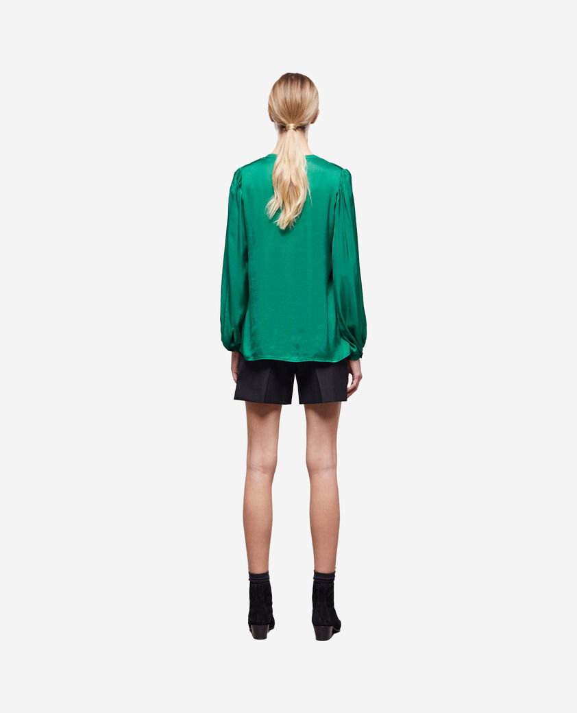 The Kooples WOMEN GREEN green shirt with puffed sleeves