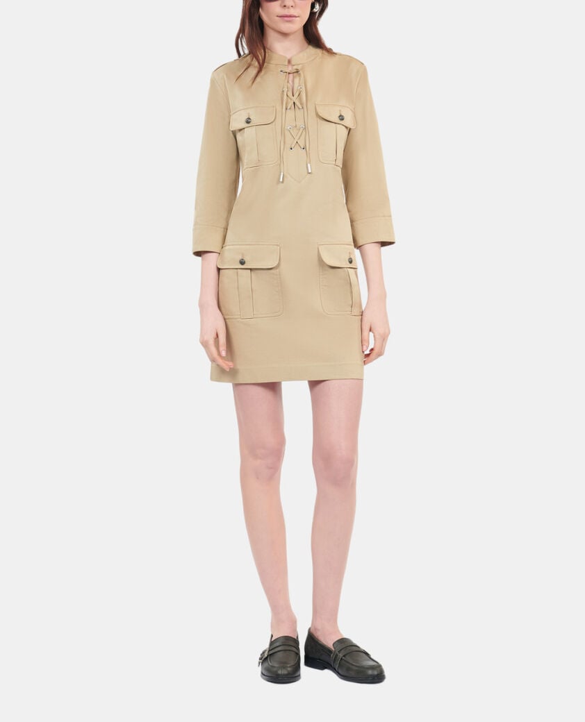 The Kooples FEMME BEIGE robe saharienne courte beige 