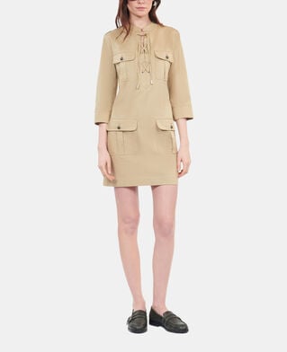 The Kooples FEMME BEIGE robe saharienne courte beige 