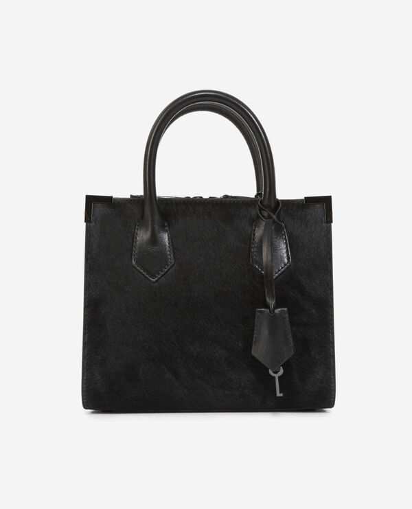 tasche medium ming aus schwarzem leder