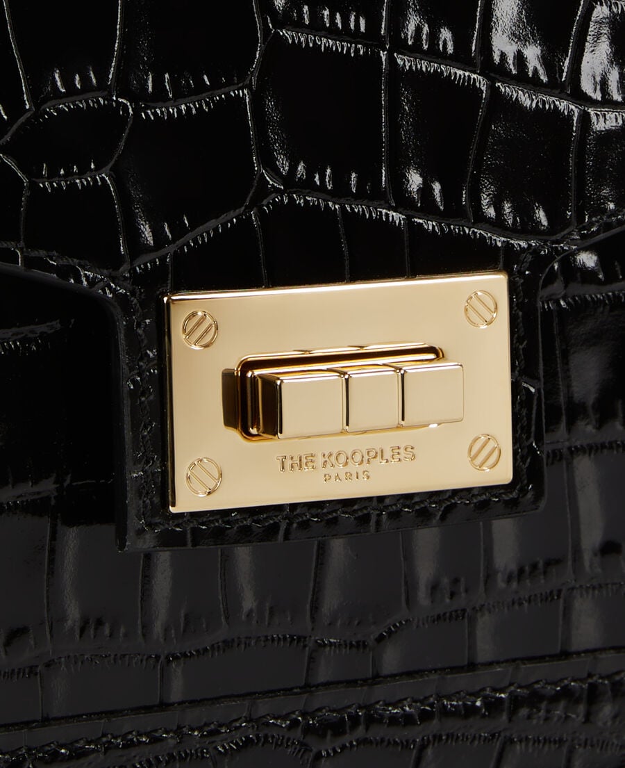 The Kooples FEMME BLACK sac emily small effet crocodile en cuir noir