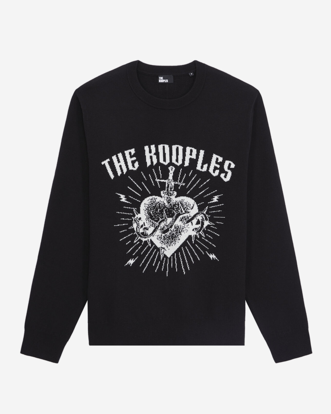 The Kooples HERREN BLACK / WHITE schwarzer pullover mit motiv und sternen