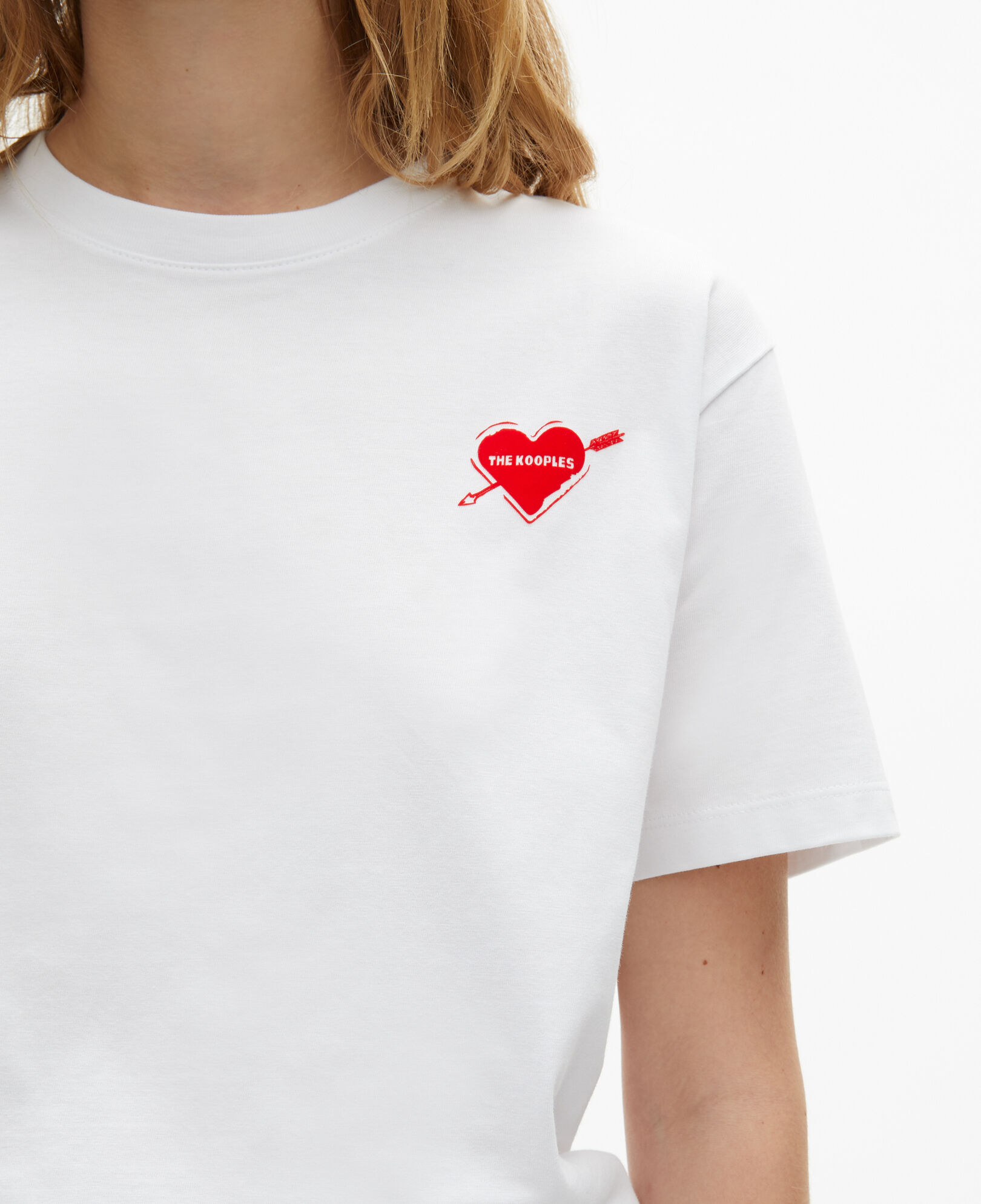 The Kooples WOMEN WHITE white t-shirt with heart flocking