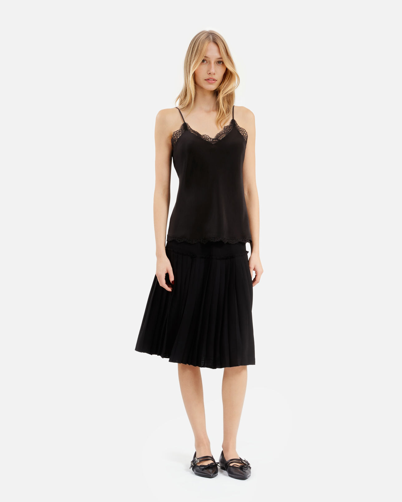 The Kooples WOMEN BLACK black silk camisole