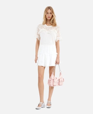 The Kooples WOMEN ECRU t-shirt with black ecru lace