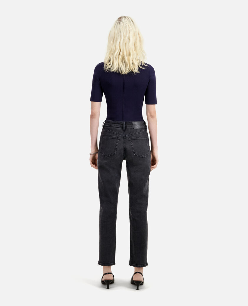 The Kooples WOMEN BLACK WASHED straight black jeans