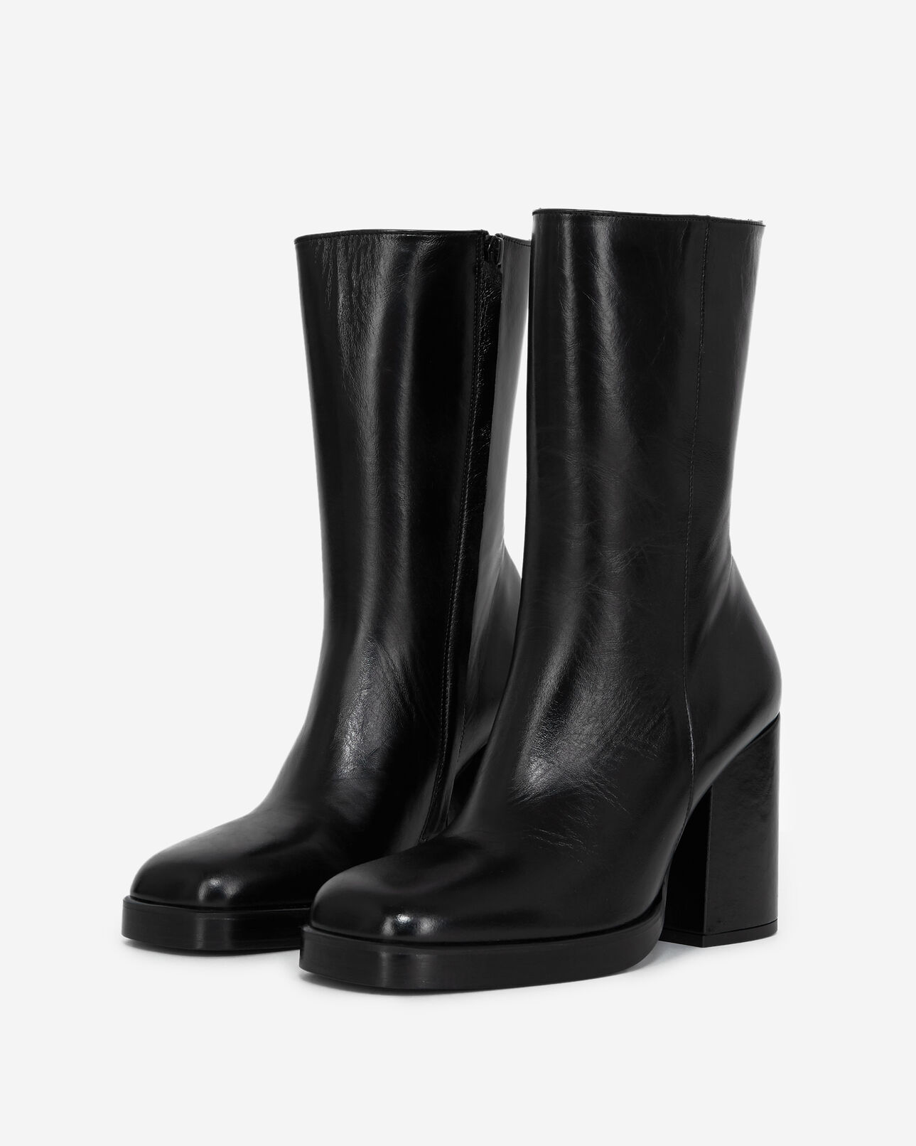 The Kooples DAMEN BLACK schwarze stiefeletten glacé-leder mit absatz