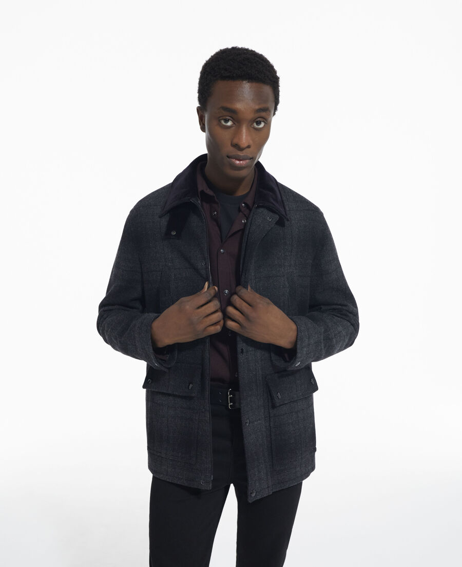 blouson à carreaux gris