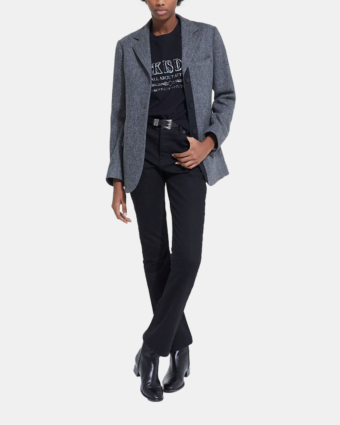 The Kooples FEMME GREY veste en laine à motif grise