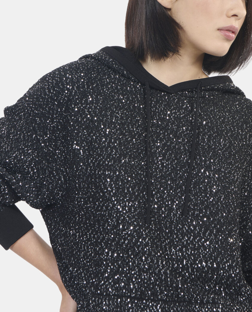 The Kooples FEMME BLACK sweatshirt à sequins en maille noire