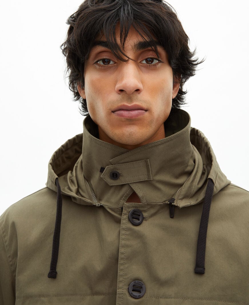 The Kooples HOMME KAKI parka courte à capuche kaki