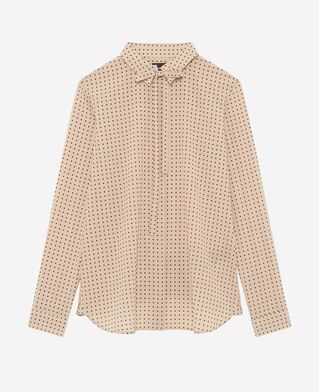 The Kooples F BEIGE / RED shirt with beige polka-dot lavaliere