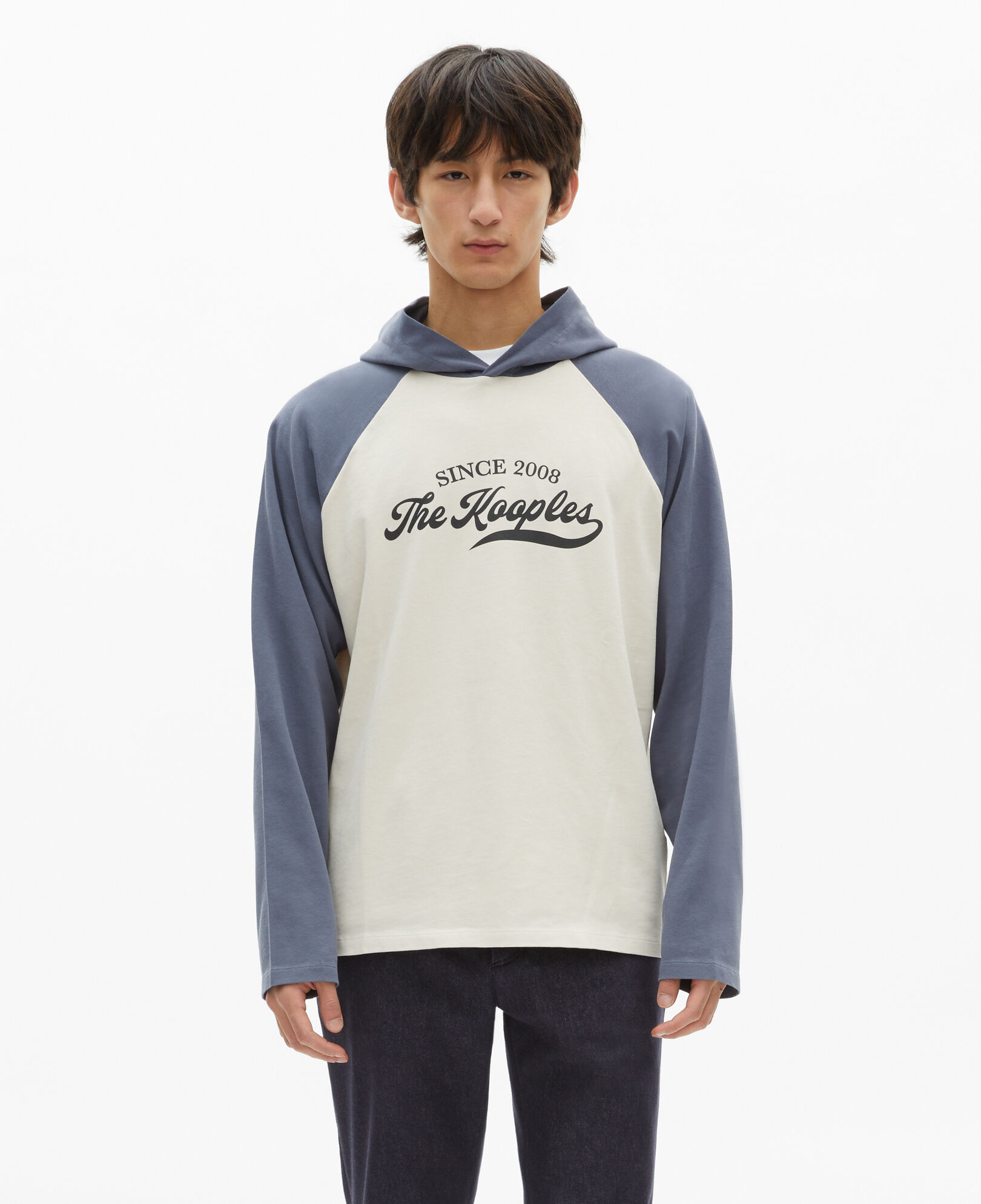 The Kooples HERREN BEIGE GREY beiges langarm-t-shirt mit logo