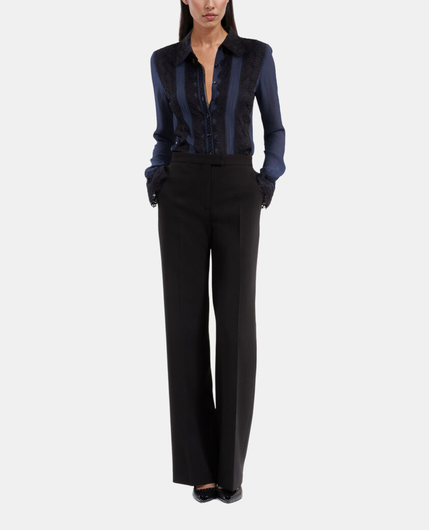 The Kooples F DARK NAVY navy blue silk shirt