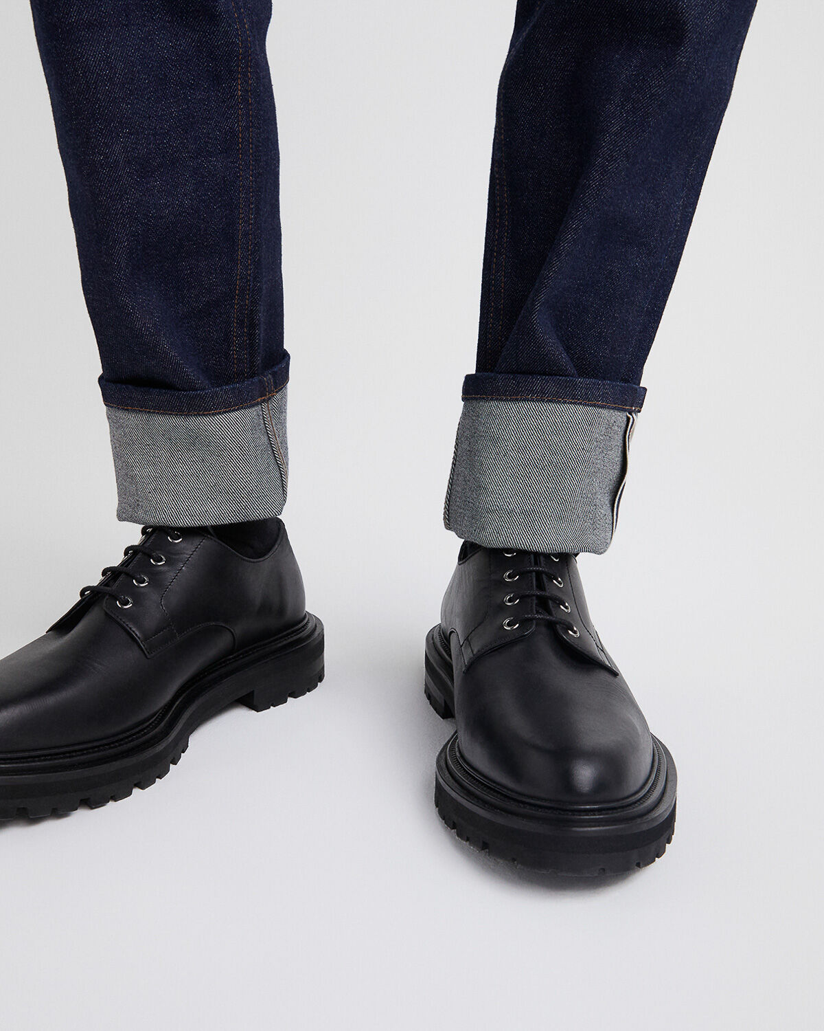 Derbies en cuir avec semelle crant e The Kooples