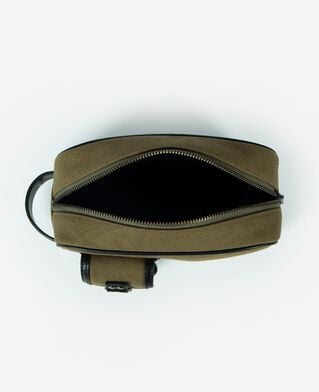 The Kooples HOMME KAKI sac pochette canvas et cuir kaki