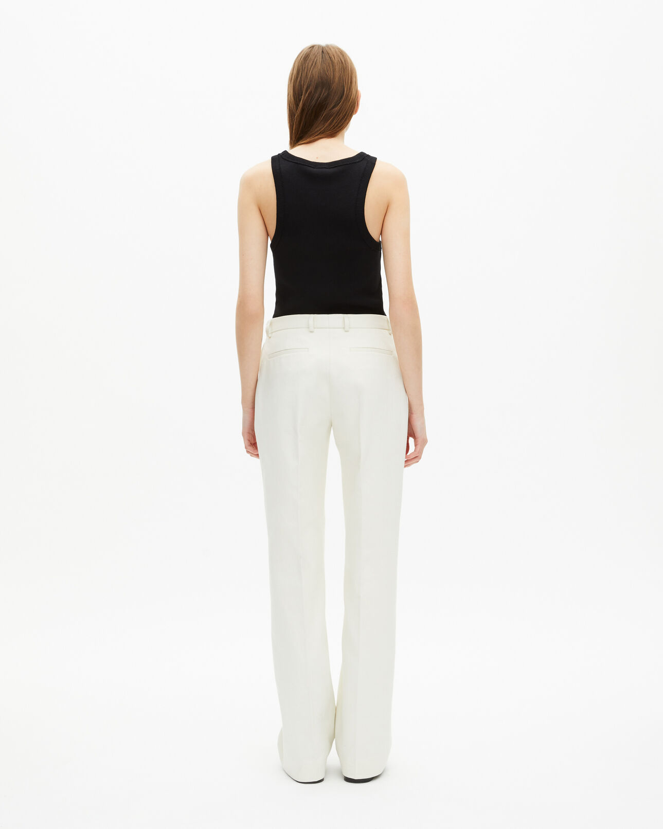 The Kooples MUJER WHITE pantalón de traje de pierna ancha de algodón crudo