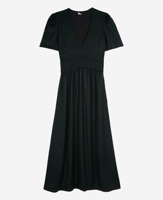 The Kooples DAMEN FOREST langes kleid aus leoparden-jacquard in dunkelgr&uuml;n