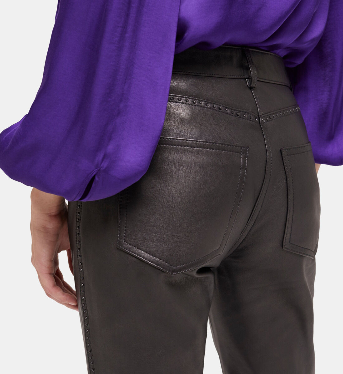 Black leather pants with studs The Kooples