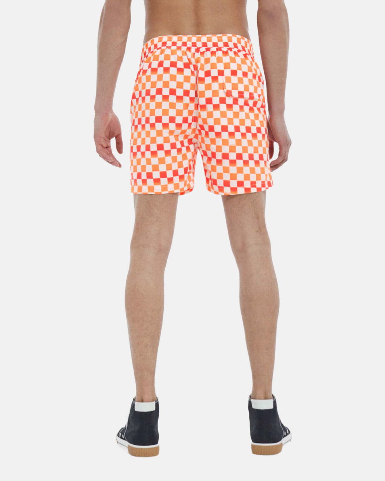 The Kooples HOMME ORANGE RED maillot de bain à carreaux rouge et orange
