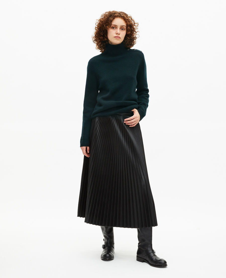 The Kooples WOMEN FOREST dark green wool stand-up collar sweater