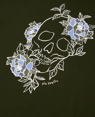 The Kooples HERREN DARK GREEN khakifarbenes herren-t-shirt mit siebdruck