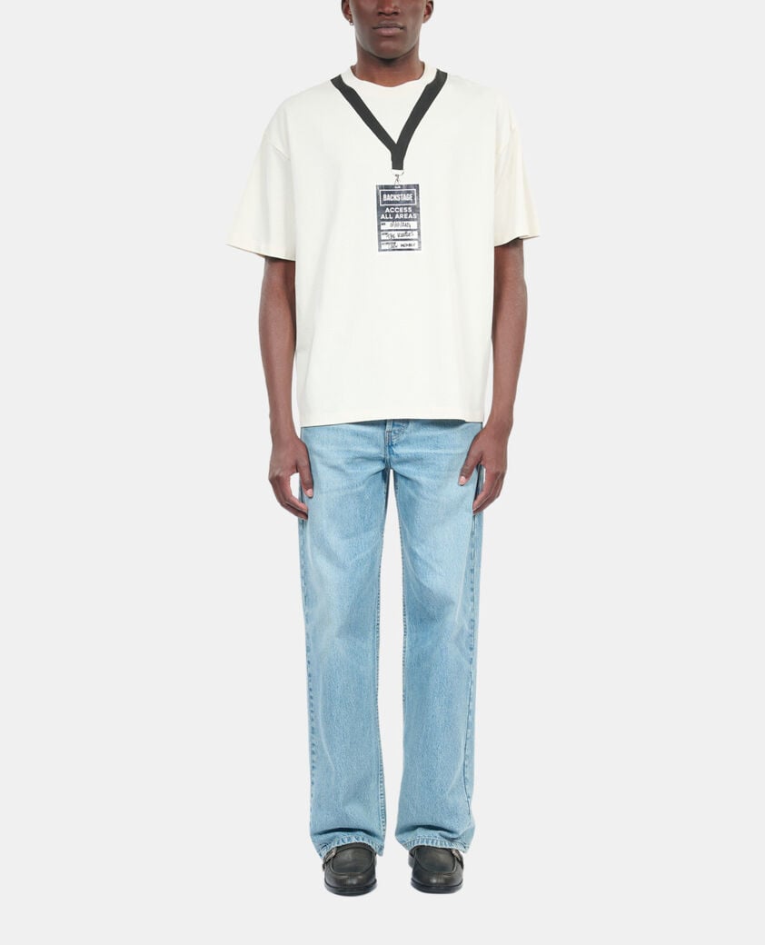 The Kooples HERREN ECRU weißes t-shirt mit backstage-siebdruck